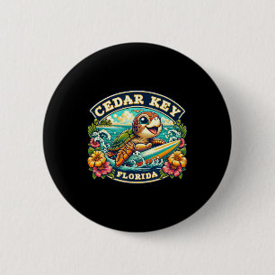 Chapa Redonda De 5 Cm Cedar Key Florida Tortuga Marina Adorable Practica