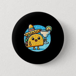 Chapa Redonda De 5 Cm Celebra el Cine de Comida Mexicana Taco Margarita