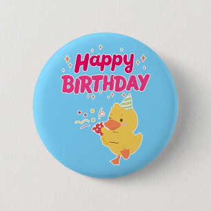 Chapa Redonda De 5 Cm Celebración de CUMPLEAÑOS Pollita Kawaii Linda Beb