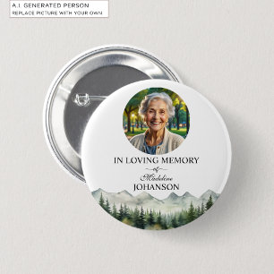 Chapa Redonda De 5 Cm Celebración de la Vida Montañas y Árboles Recuerdo