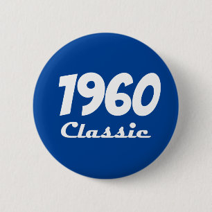 Chapa Redonda De 5 Cm Celebración del 60 cumpleaños clásico de 1960