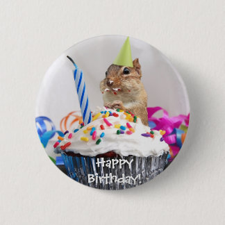 Chapa Redonda De 5 Cm celebración del cumpleaños del chipmunk