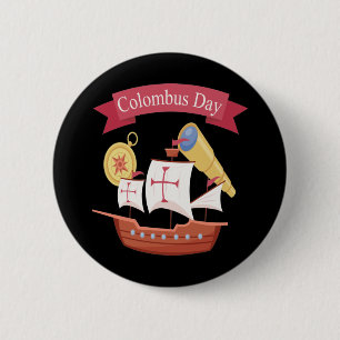 Chapa Redonda De 5 Cm Celebración del Día de Colón Estadounidense