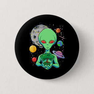 Chapa Redonda De 5 Cm Celebración del Día Del Espacio Cosmic Alien Tree
