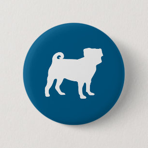 Chapa Redonda De 5 Cm Celebración del tema azul Pug Fiesta