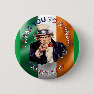 Chapa Redonda De 5 Cm Celebración irlandesa americana del tío Sam