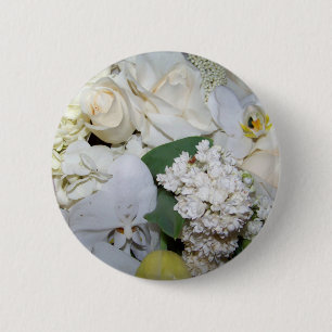 Chapa Redonda De 5 Cm Celebración, rosas blancas y naranjas_