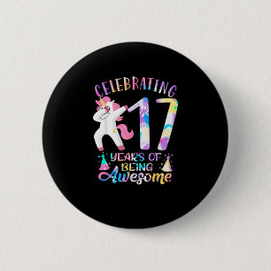 Chapa Redonda De 5 Cm Celebrando 17 años de ser impresionante Unicornio 