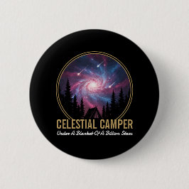 Chapa Redonda De 5 Cm Celestial Camper Galaxy Night Scene