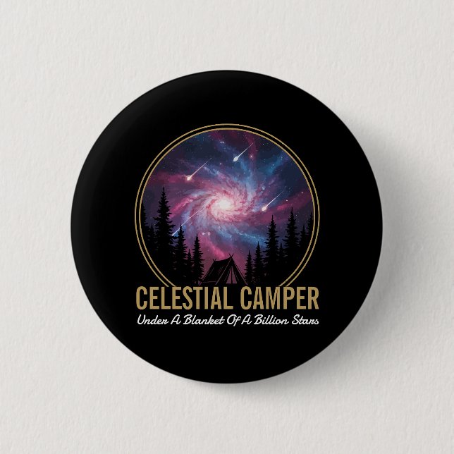 Chapa Redonda De 5 Cm Celestial Camper Galaxy Night Scene (Anverso)