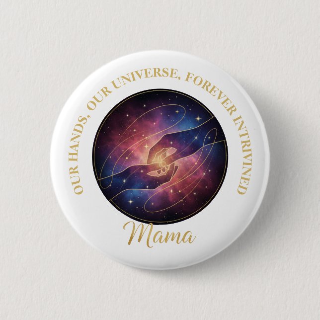 Chapa Redonda De 5 Cm Celestial Mama Hands Galaxy Universe (Anverso)