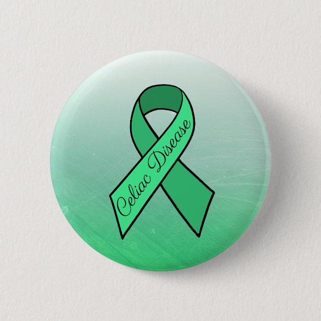 Chapa Redonda De 5 Cm Celiac Disease Awareness Ribbon Green Button (Anverso)
