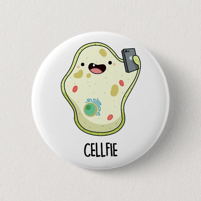 Chapa Redonda De 5 Cm Cellfie Funny Biology Selfie Pun (Anverso)