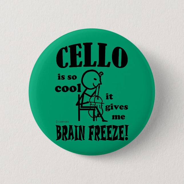 Chapa Redonda De 5 Cm Cello, congelación cerebral (Anverso)