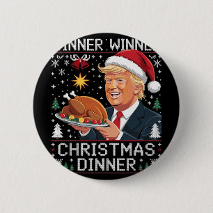 Chapa Redonda De 5 Cm Cena de Navidad Ganador Ganador Santa Trump Suéter