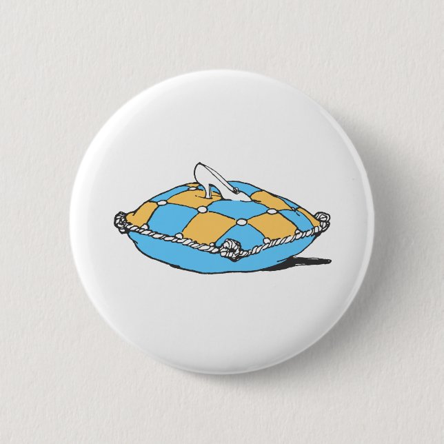 Chapa Redonda De 5 Cm Cenicienta Slipper sobre el Verde azulado Naranja  (Anverso)