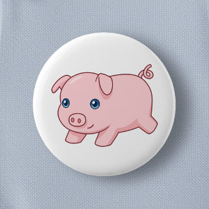 Chapa Redonda De 5 Cm Cerdito Cute Corriendo
