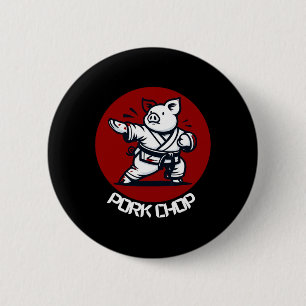 Chapa Redonda De 5 Cm Cerdo Chuleta Karate Cerdo Chiste Divertido Artes 