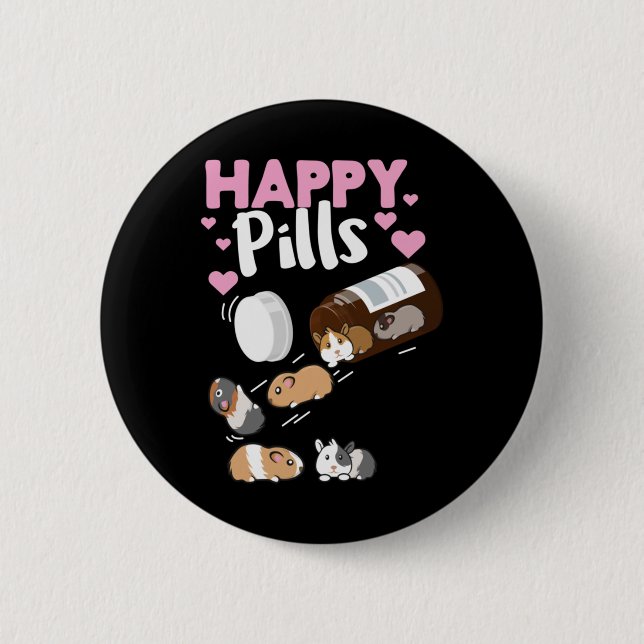 Chapa Redonda De 5 Cm Cerdo de Happy Pill Guinea (Anverso)