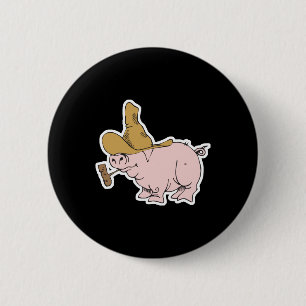 Chapa Redonda De 5 Cm cerdo de hillbilly divertido