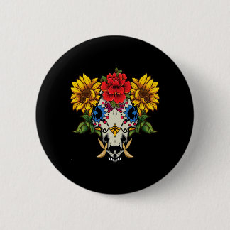 Chapa Redonda De 5 Cm Cerdo Jabalí Animal Hombres Almas Florales Día De