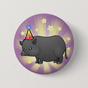Chapa Redonda De 5 Cm Cerdo Miniatura de Cumpleaños