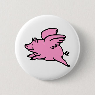 Chapa Redonda De 5 Cm Cerdo rosado blanco del vuelo