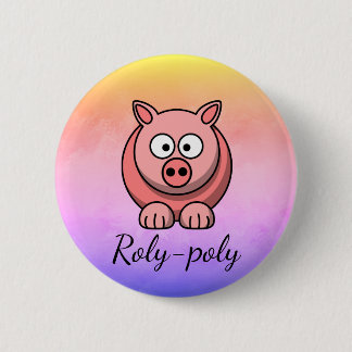 Chapa Redonda De 5 Cm Cerdo rosado con pollos rodados