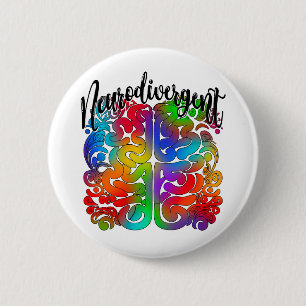 Chapa Redonda De 5 Cm Cerebro arco iris neurodivergente para aceptación