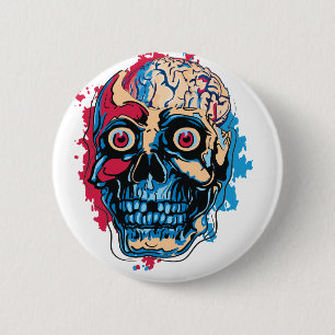 Chapa Redonda De 5 Cm Cerebro de Zombie