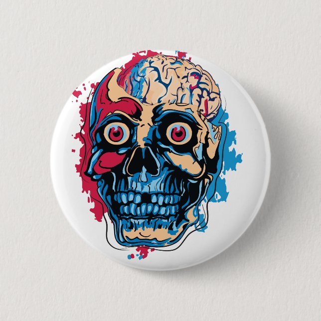 Chapa Redonda De 5 Cm Cerebro de Zombie (Anverso)