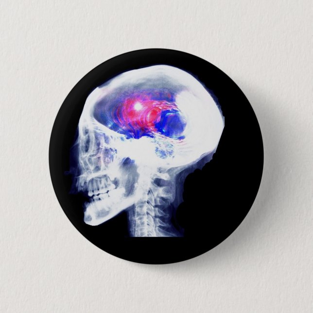 Chapa Redonda De 5 Cm Cerebro del Cyborg (Anverso)