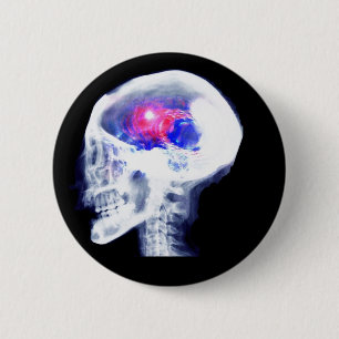 Chapa Redonda De 5 Cm Cerebro del Cyborg