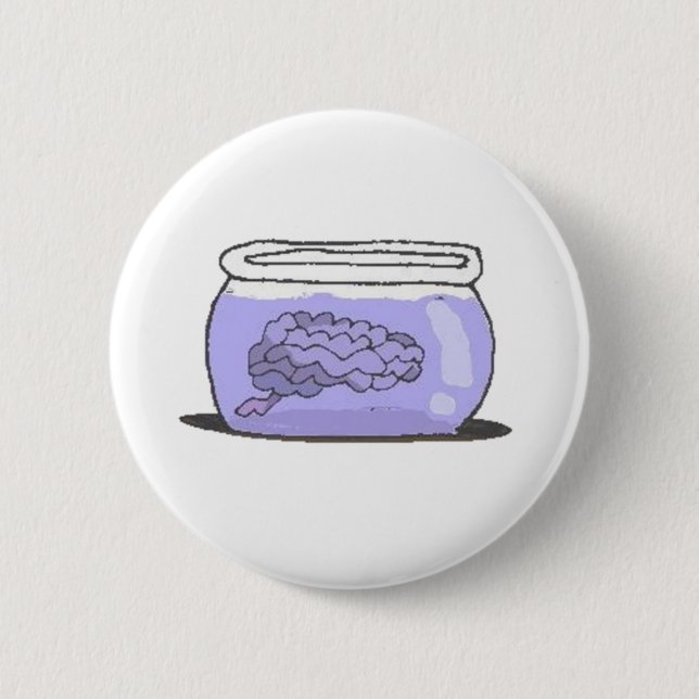 Chapa Redonda De 5 Cm cerebro en fishbowl (Anverso)