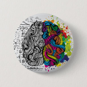 Chapa Redonda De 5 Cm Cerebro izquierdo y derecho