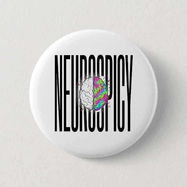 Chapa Redonda De 5 Cm Cerebro Neurodivergente Neuropicante  (Anverso)