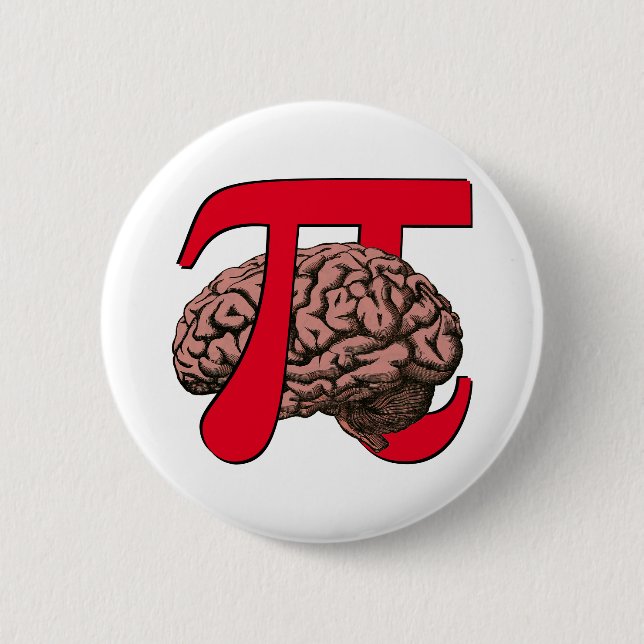 Chapa Redonda De 5 Cm Cerebro Pi Day (Anverso)