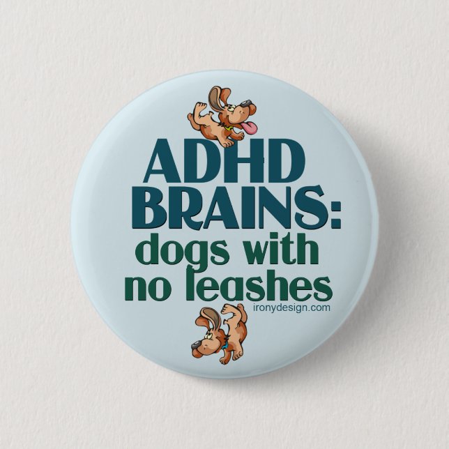Chapa Redonda De 5 Cm CEREBROS DE ADHD (azul) (Anverso)
