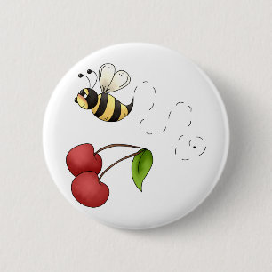Chapa Redonda De 5 Cm Cerezas del país · Abeja y cerezas