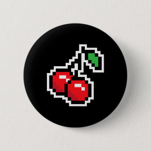 Chapa Redonda De 5 Cm Cerezas Pixel Disfraz de Halloween de videojuego d
