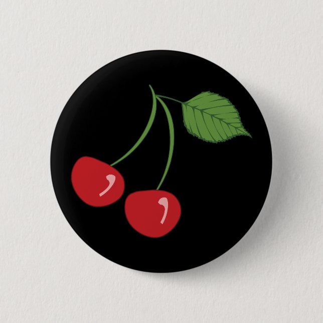 Chapa Redonda De 5 Cm Cerezas retras (Anverso)