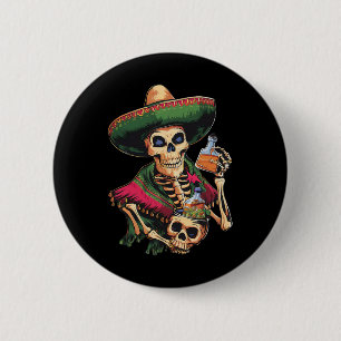 Chapa Redonda De 5 Cm Cerveza de cráneo mexicana vintage Cinco De Mayo