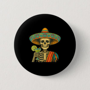 Chapa Redonda De 5 Cm Cerveza skeleton cinco de mayo fiesta 