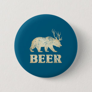 Chapa Redonda De 5 Cm Cerveza Vintage Bear Deer