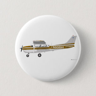 Chapa Redonda De 5 Cm Cessna 172 Skyhawk Brown