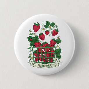 Chapa Redonda De 5 Cm Cesta de Frutas Frescas de Fresa Dulce Bayas
