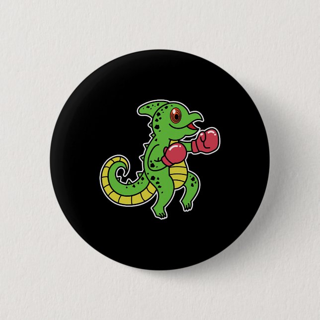 Chapa Redonda De 5 Cm Chameleon Hace Boxeo (Anverso)