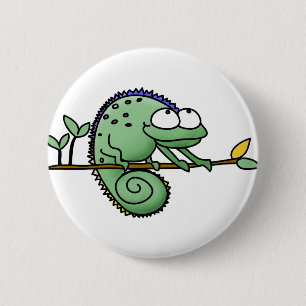 Chapa Redonda De 5 Cm Chameleon Personalizado Lizard Cute