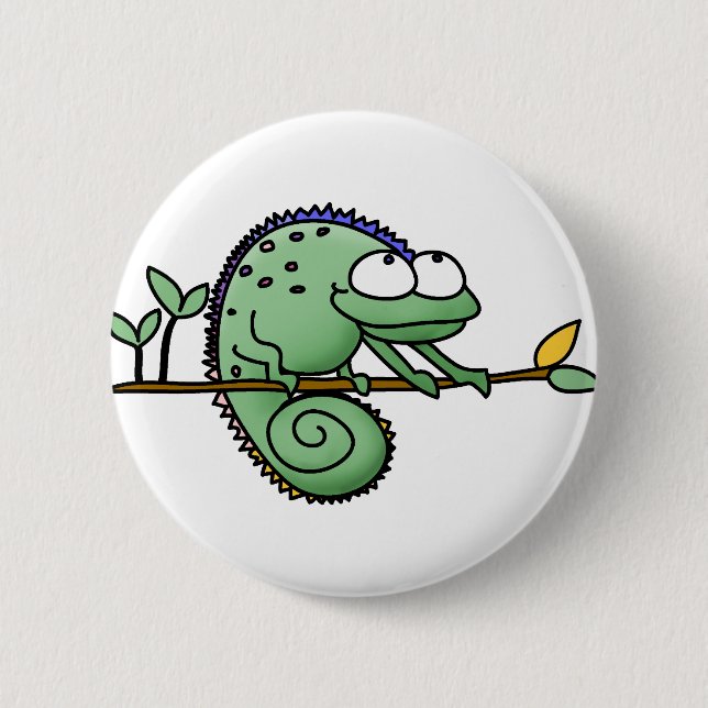 Chapa Redonda De 5 Cm Chameleon Personalizado Lizard Cute (Anverso)