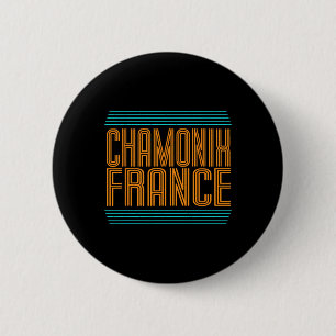 Chapa Redonda De 5 Cm Chamonix Retro Alpes franceses Esquí alpino Franci